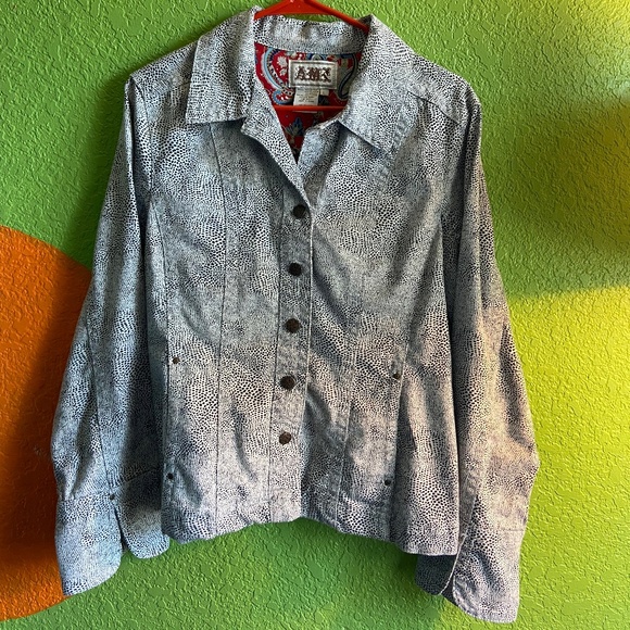 Ami Jackets & Blazers - AMI White and Black Spotted Denim Jacket Button Up Womens Size Large